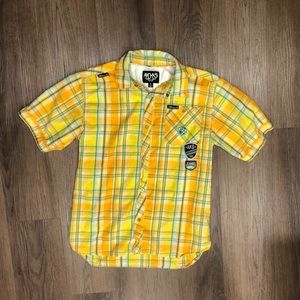 Akademiks Short Sleeve Plaid Button Down Shirt Boys XL